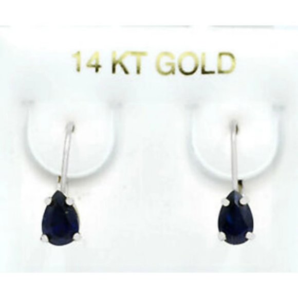 Genuine 1.40 Cts Blue Sapphire Dangling Earring 14k White Gold